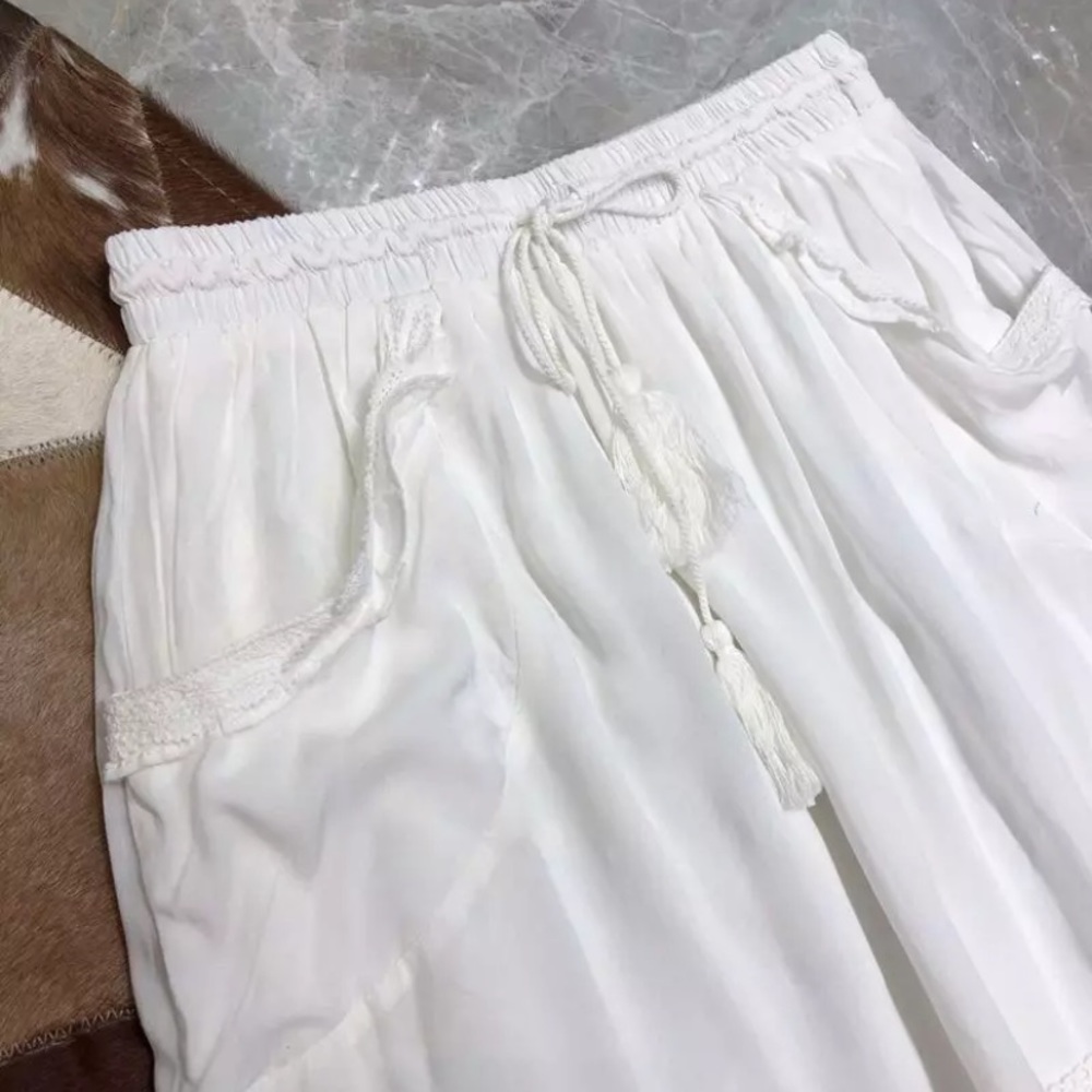 Gypsy Bohemian White Crochet Lace Maxi Skirt - Picture 3 of 4